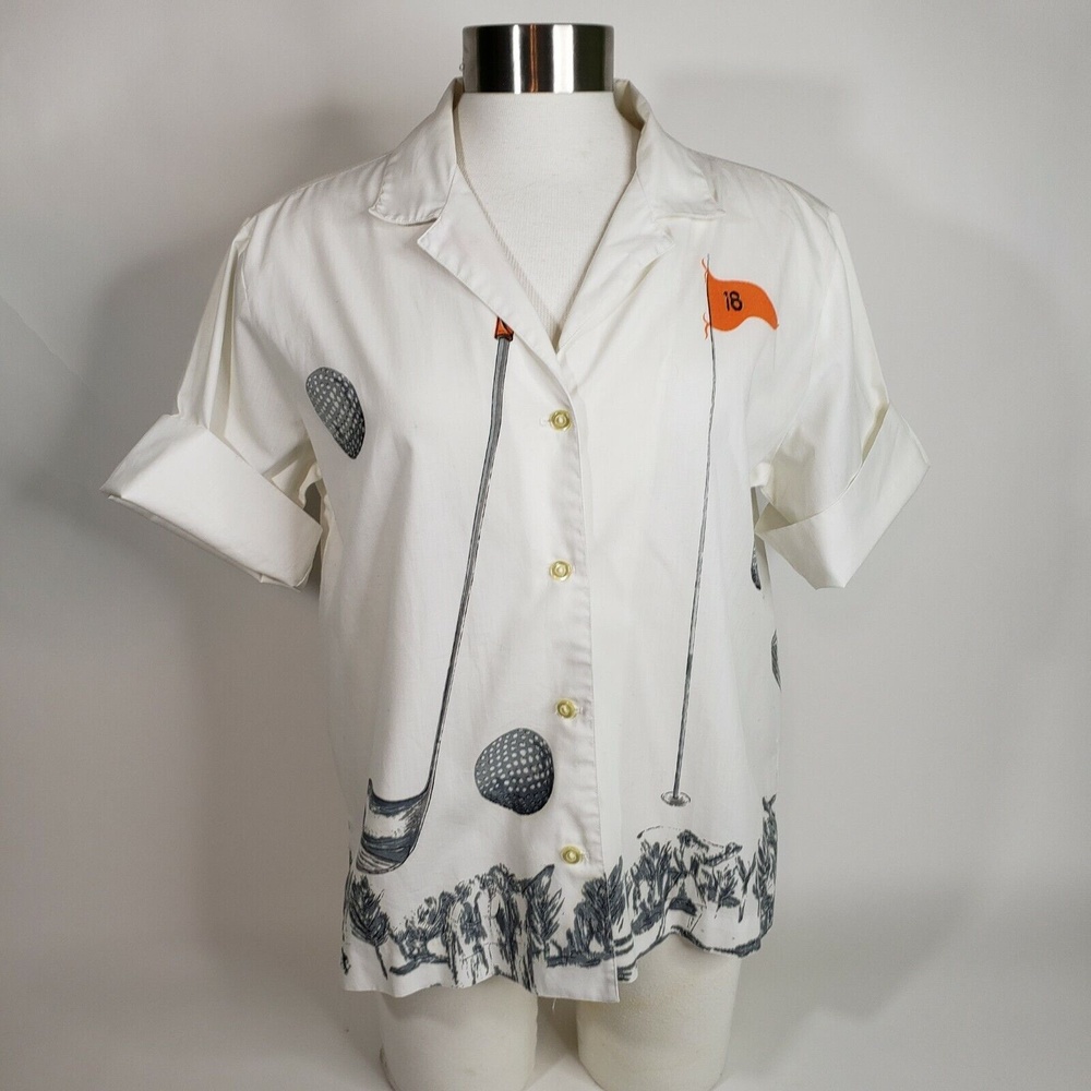 Women's Vintage 1960s Adelaar Cotton Golf Shirt AOP Collar Short Sleeves